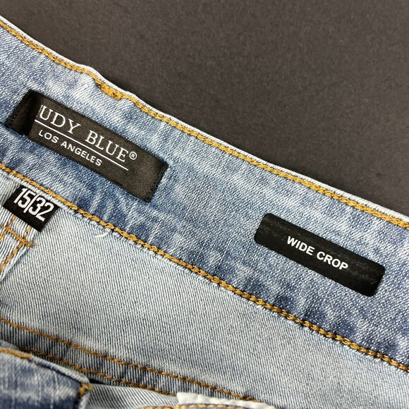 Judy Blue Jeans Women's 34x23* Wide Leg Crop High Rise Blue Stretch Denim Tag 32 - Picture 7 of 16